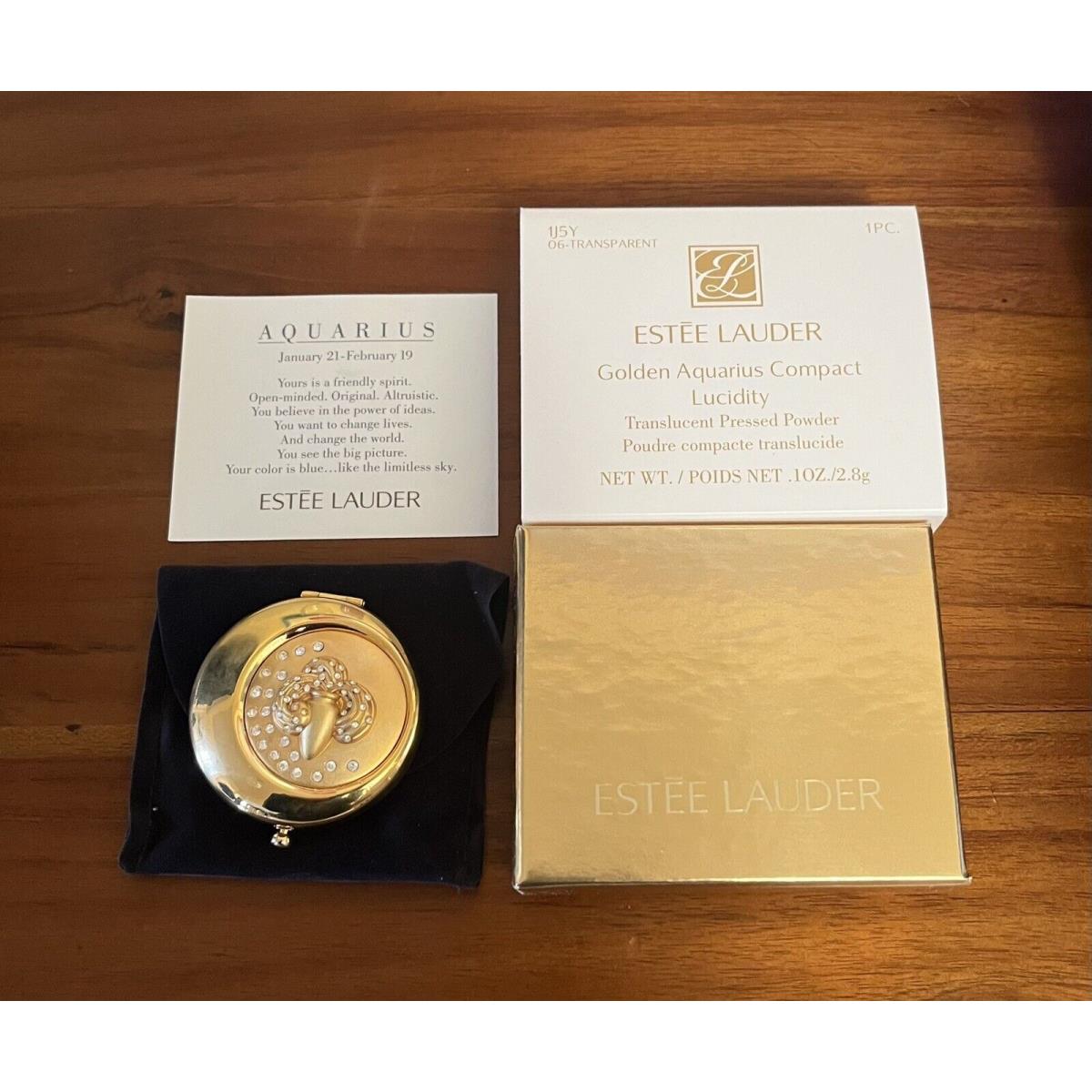 Vintage Estee Lauder Zodiac Sign Gold Compact Pressed Powder Aquarius