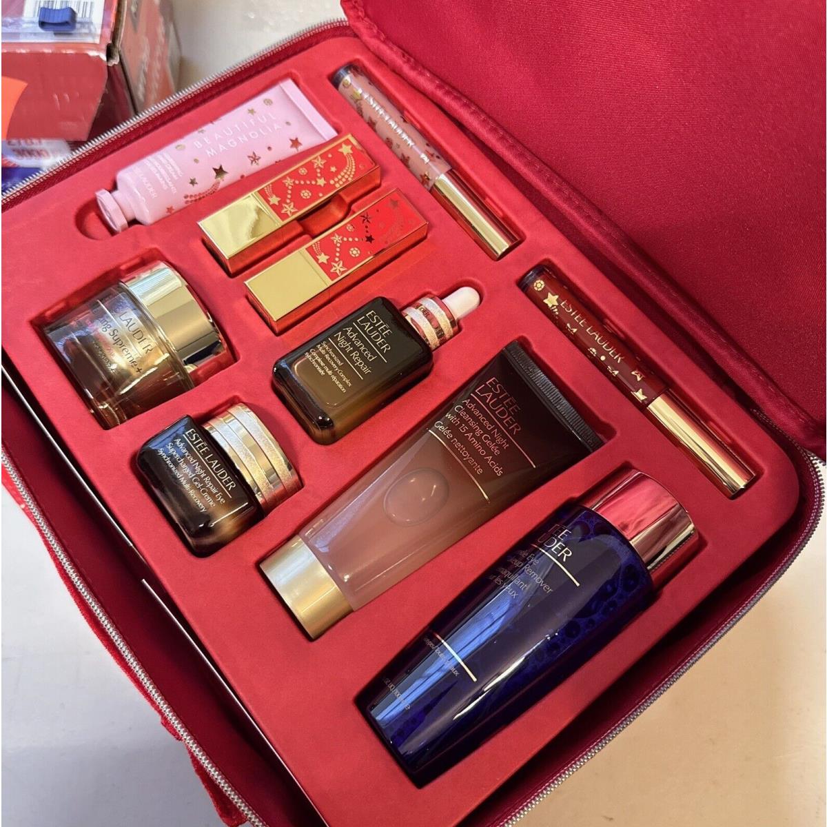 13pc Estee Lauder Blockbuster Celestial Glow Warm Tn Holiday Makeup Skincare Set