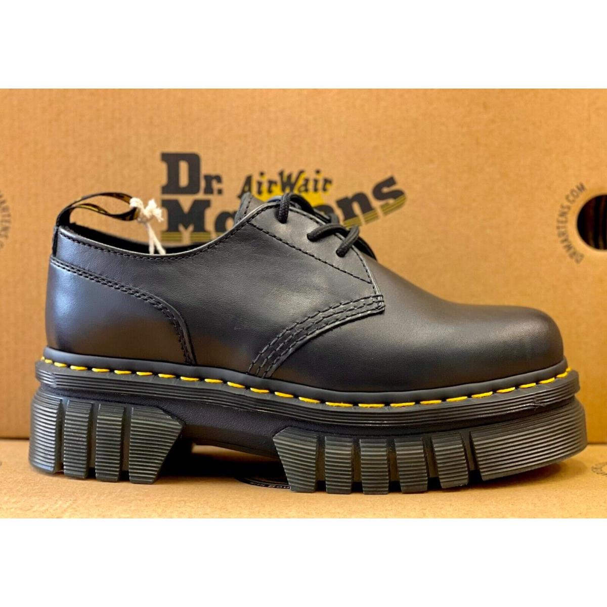 Dr Martens - Women`s Audrick Nappa Black Leather Platform Oxford Shoes 27147001