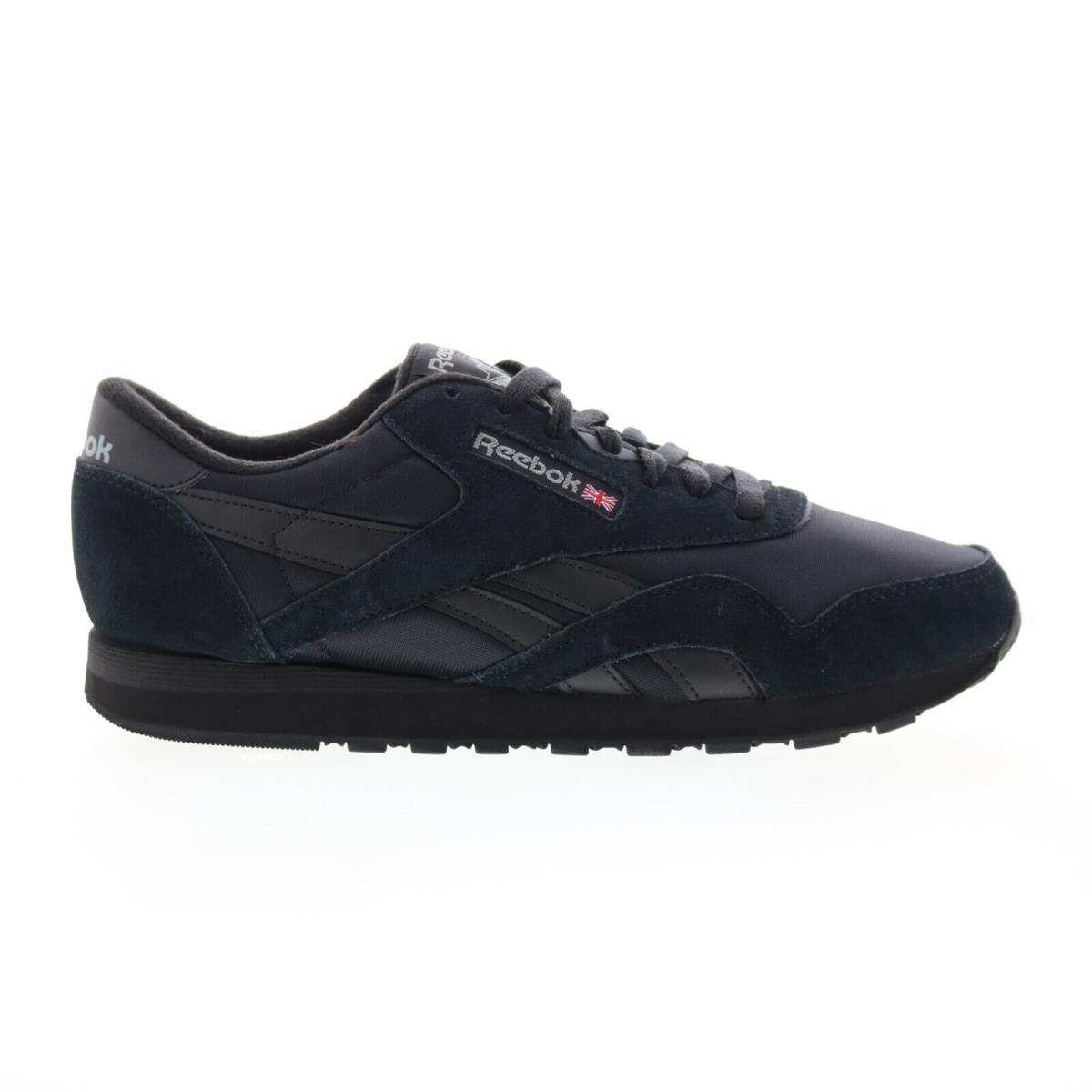 Reebok Classic Nylon Mens Black Suede Lace Up Lifestyle Sneakers Shoes - Black