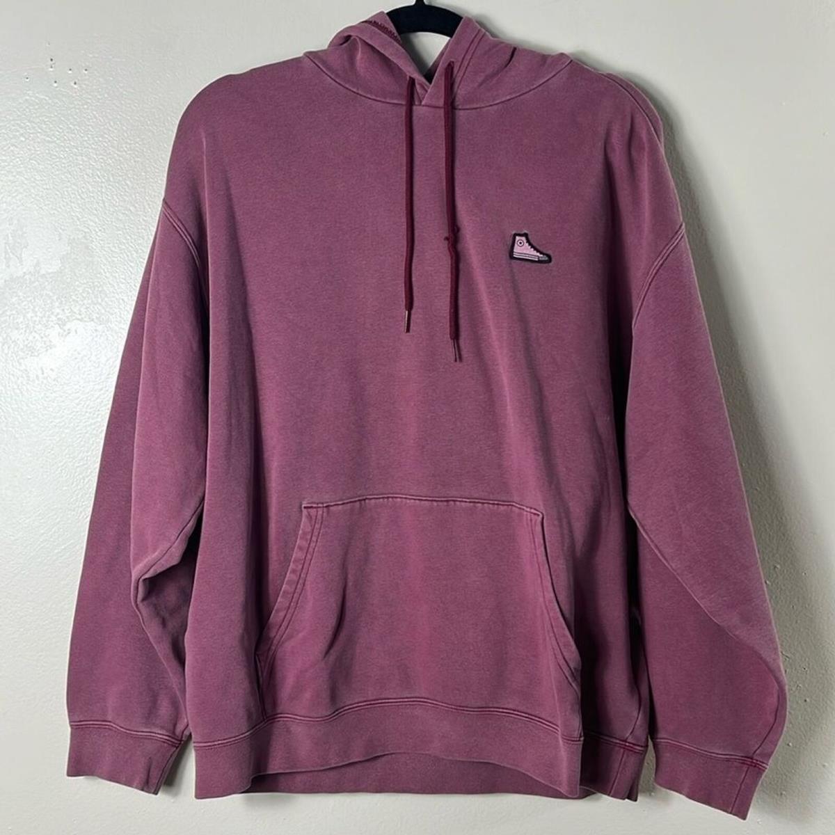 Converse Purple Eco Go-to Sneaker Patch Loose Fit Pullover Hoodie Men s M