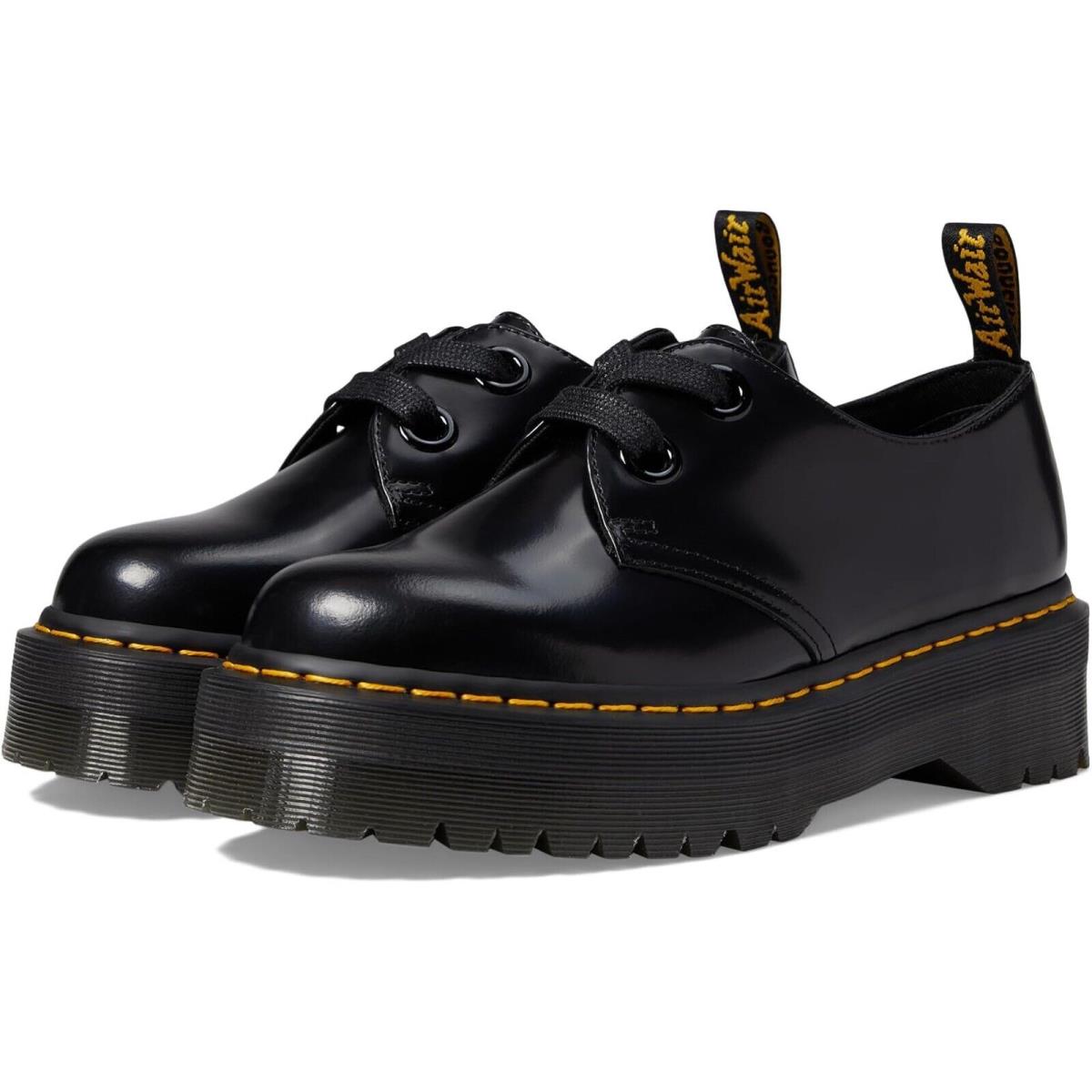 Dr. Martens Z54115 Womens Black Holly Quad Retro Platform Lace-up Shoes Size 8 M