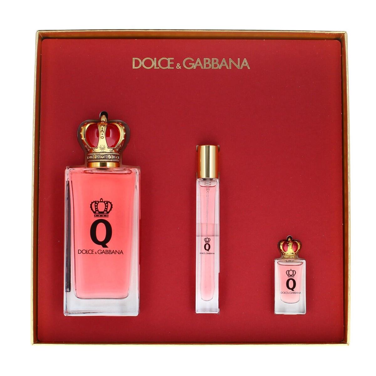 Queen by Dolce and Gabbana 3pc Gift Set Perfume For Women 3.3oz + .34oz + .17oz