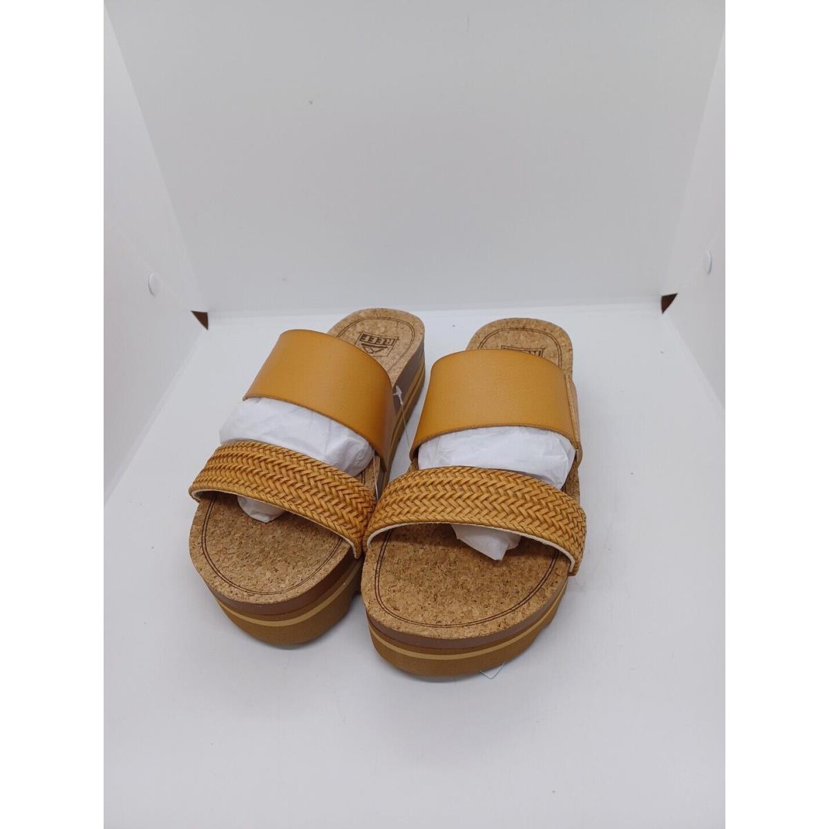 Reef Women`s Cushion Vista Hi Slide Sandal - Natural Braid Size 8