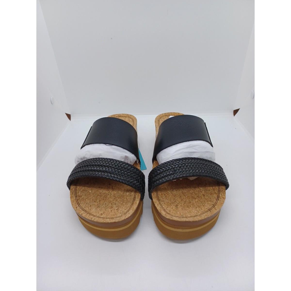 Reef Women`s Cushion Vista Hi Slide Sandal - Black Braid Size 8