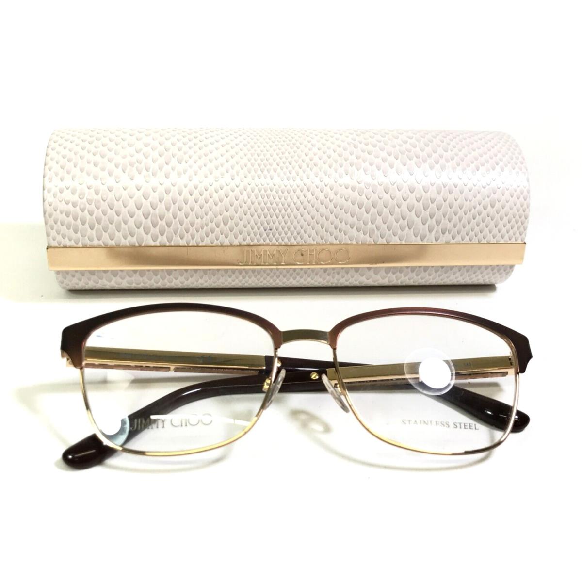 Jimmy Choo Eyeglasses Frame JC192 4IN Brown Gold Sparkly Square 54-16-140