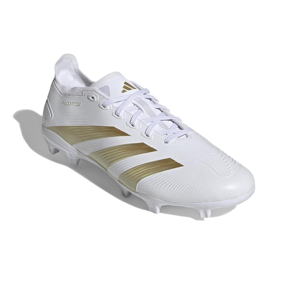 Man`s Shoes Adidas Predator League Football Boots Firm Ground - White/Gold Metallic/Sandy Beige Metallic