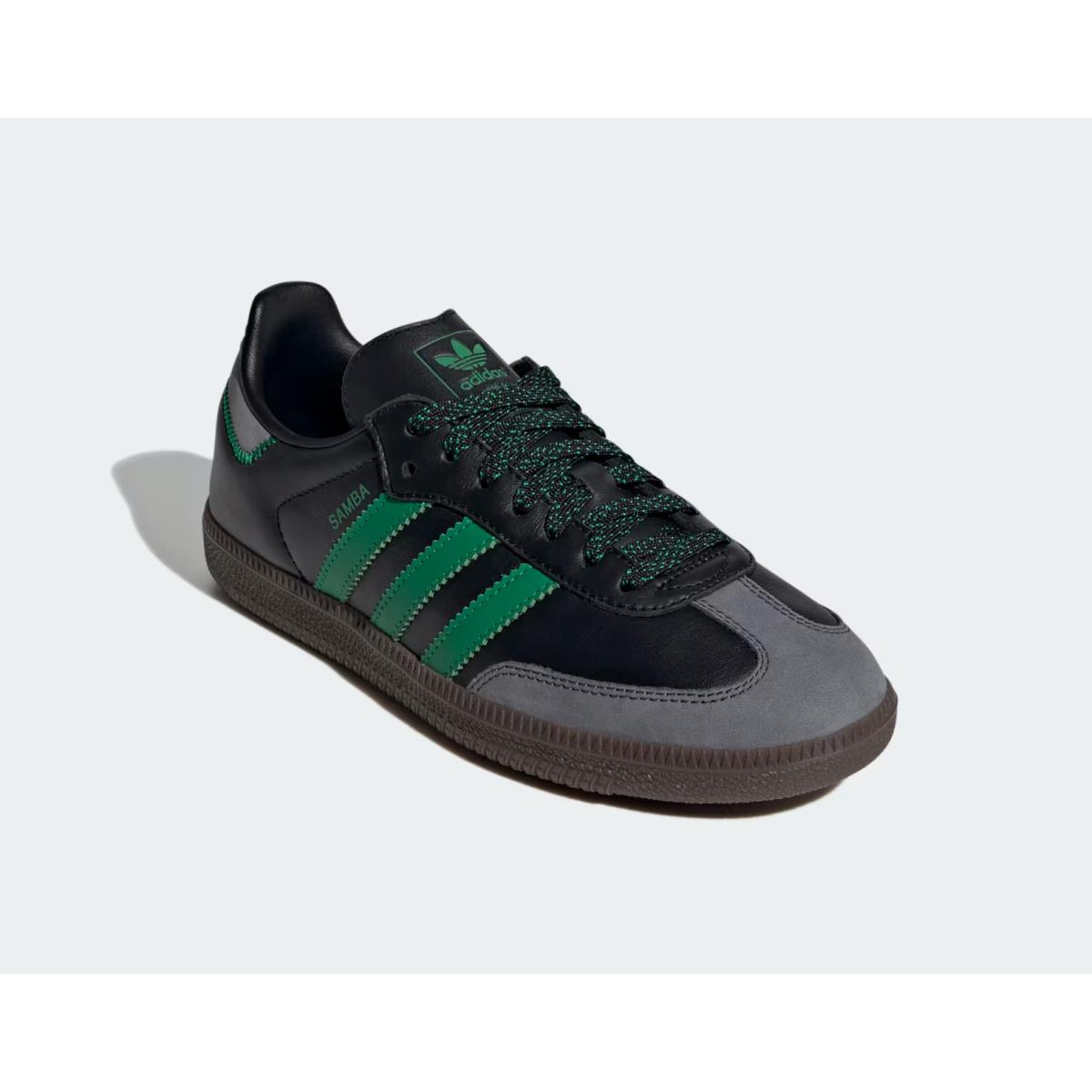 Womens Adidas Samba OG Core Black Green Grey Six Leather Shoes