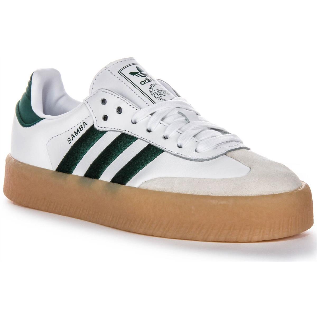 Adidas Sambae Vintage Stitch Nubuck Womens Sneakers White Green US 3 - 9 - WHITE GREEN