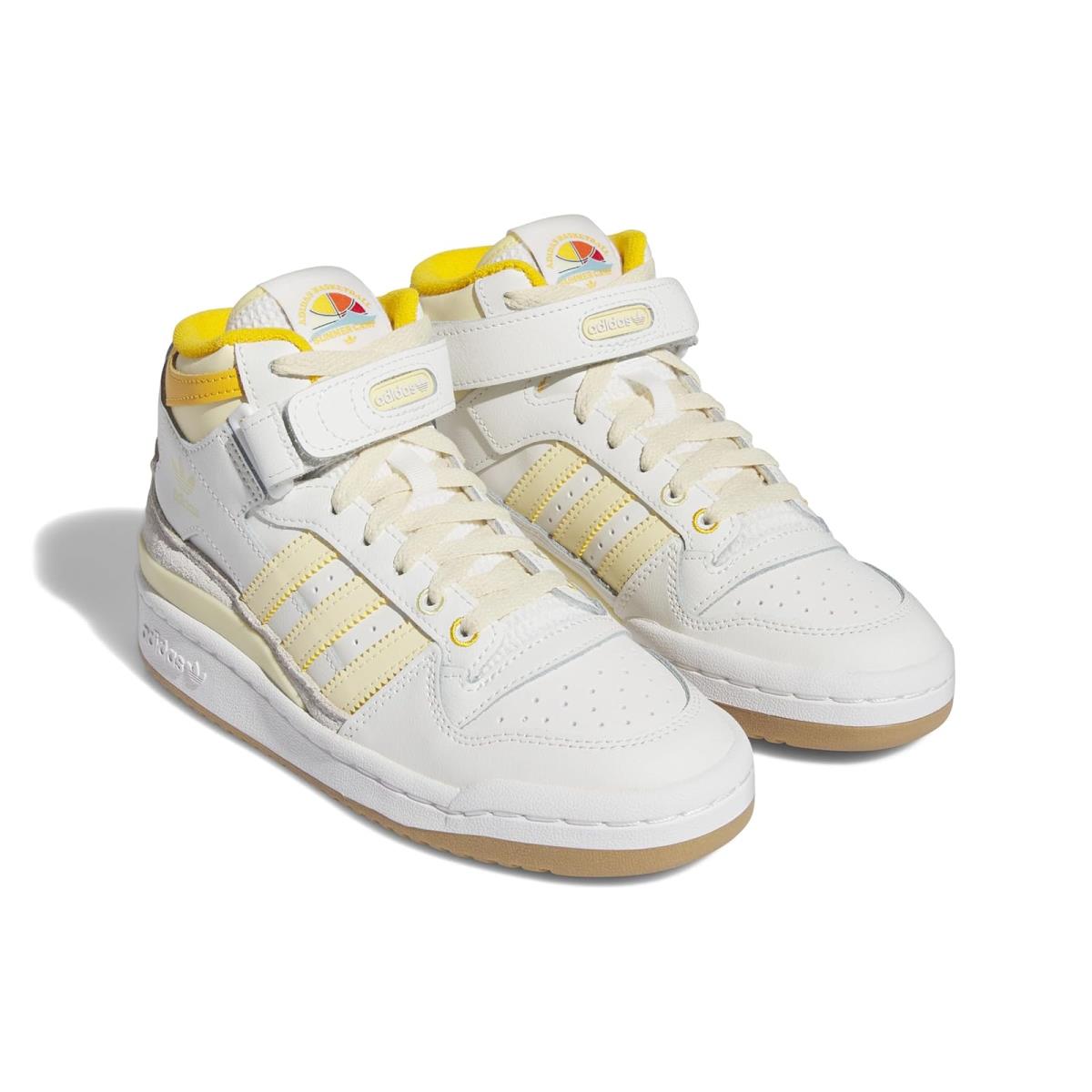 Children Unisex Shoes Adidas Originals Kids Forum Mid Big Kid - Cloud White / Easy Yellow / Crew Yellow