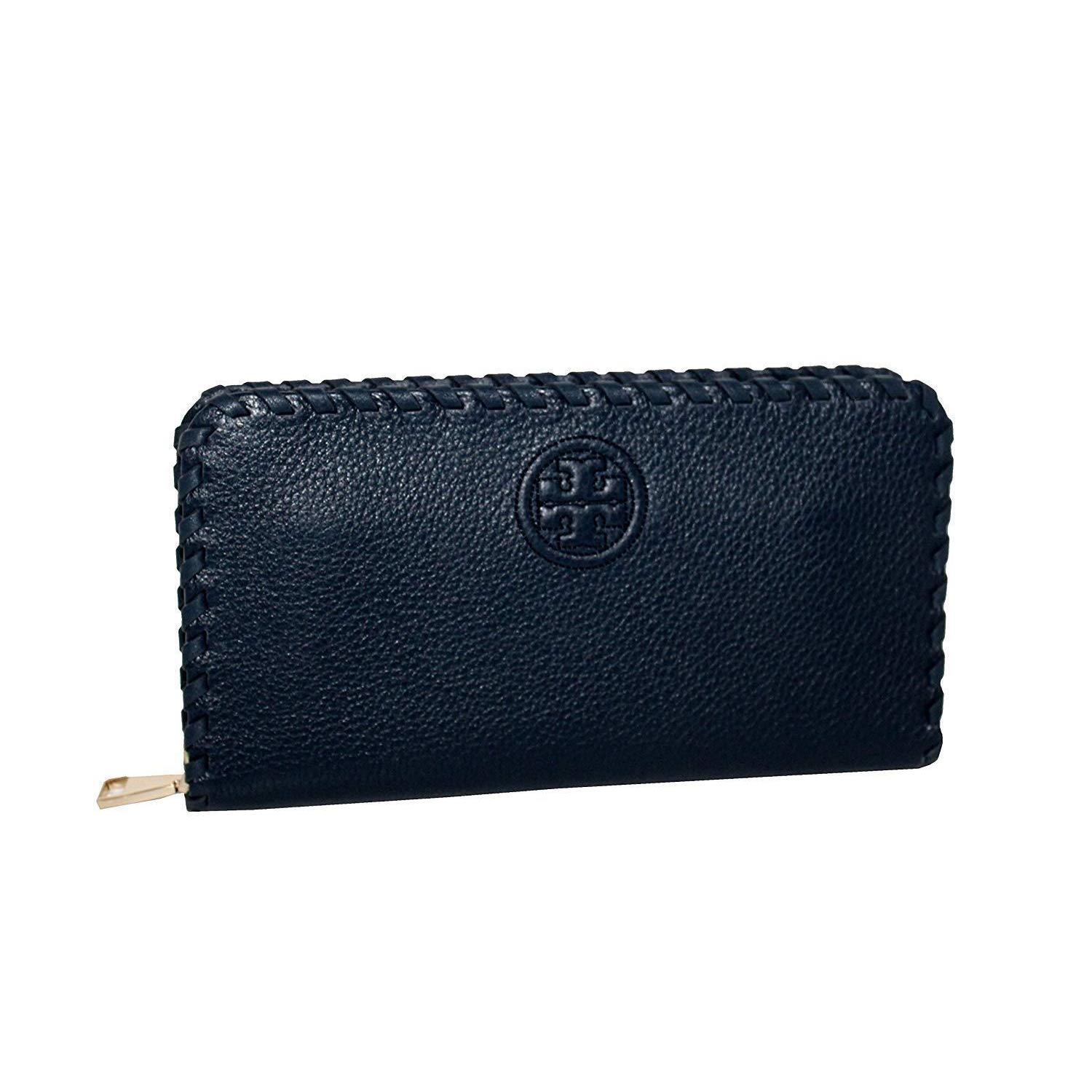 Tory Burch Womens Dark Blue Leather Marion Multi Zip Continental Wallet 18621-1