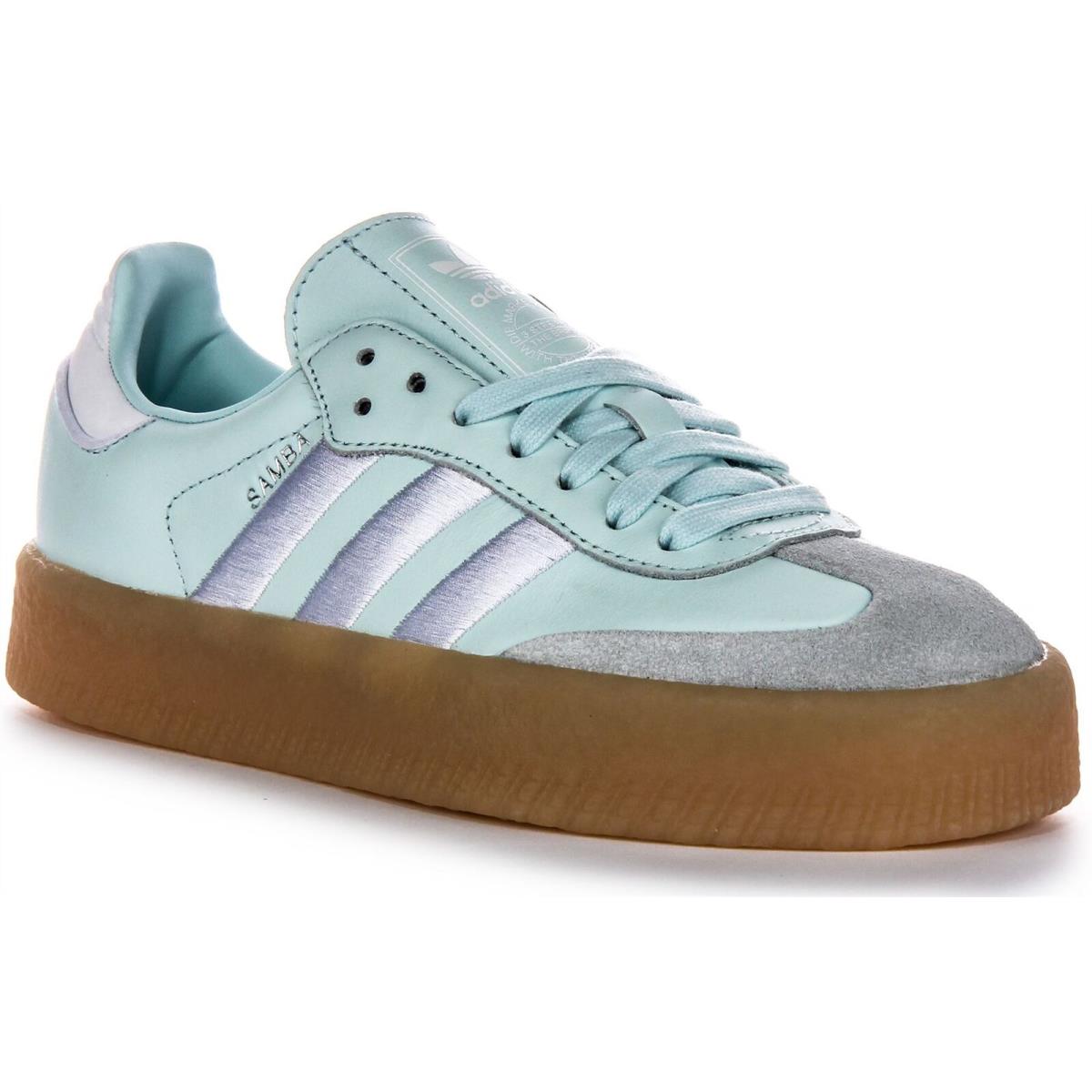 Adidas Sambae 3 Stripes Retro Contrast Leather Womens Sneakers Blue US 5 - 11 - BLUE