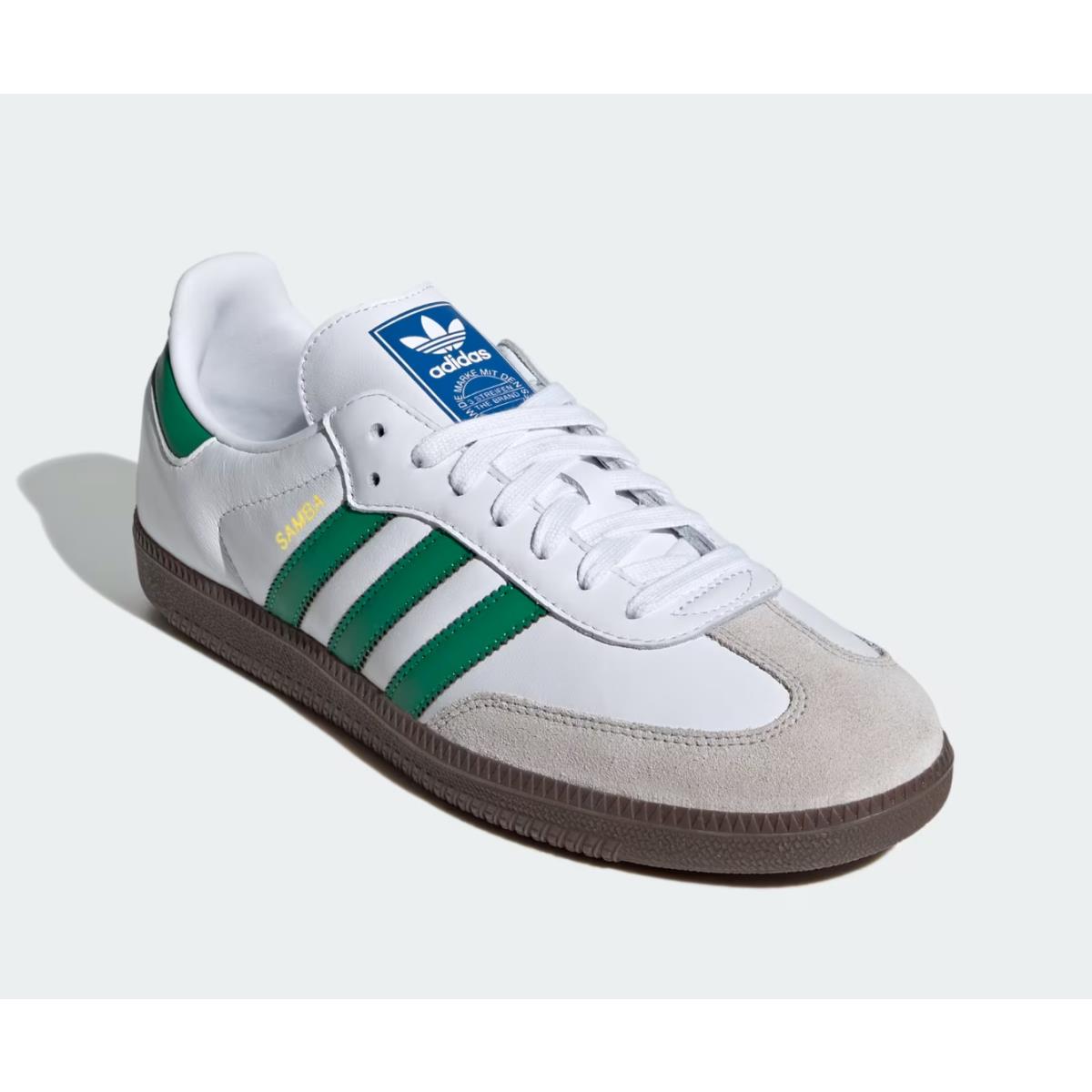 Mens Adidas Samba OG Cloud White Green Leather Shoes