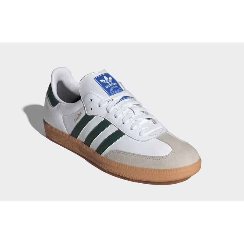 Mens Adidas Samba OG Cloud White Collegiate Green Leather Shoes