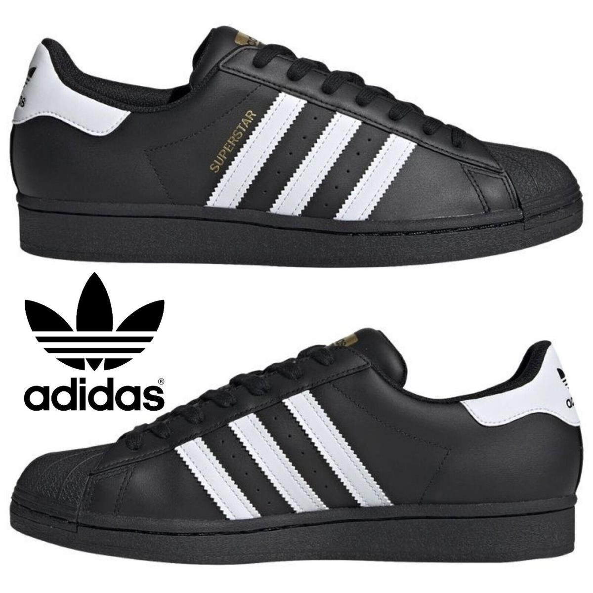 Adidas Originals Superstar Men`s Sneakers Comfort Sport Casual Shoes Black White - Black, Manufacturer: Black/White/Black