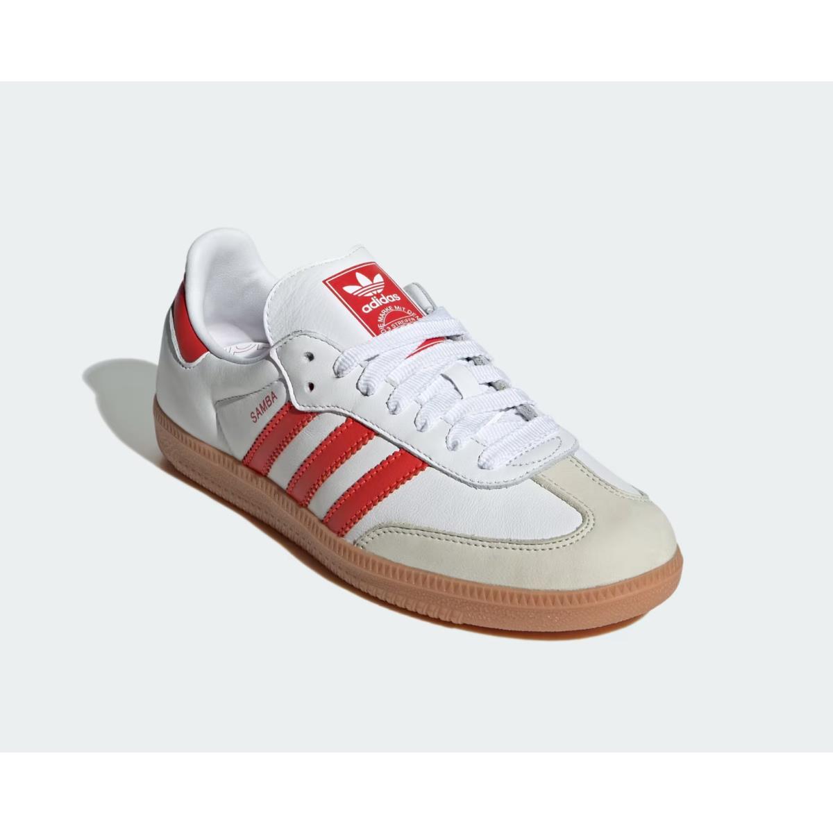 Womens Adidas Samba OG Cloud White Solar Red Off White Leather Shoes