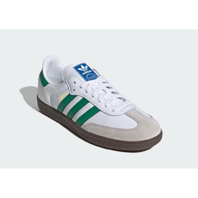 Mens Adidas Samba OG Cloud White Green Leather Shoes