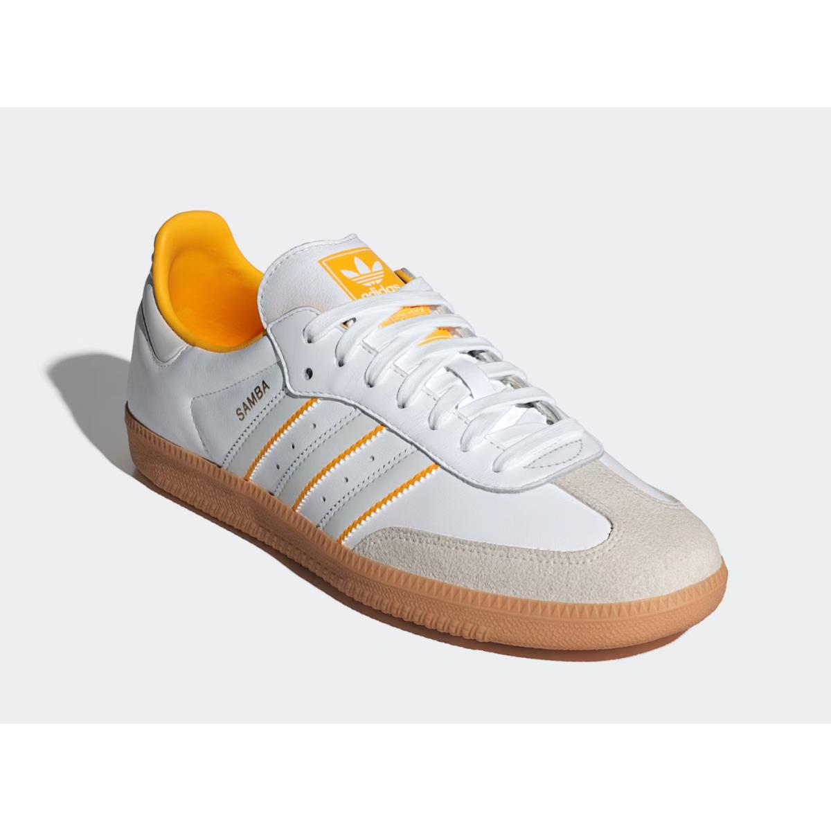 Mens Adidas Samba OG Cloud White Crystal White Crew Yellow Leather Shoes