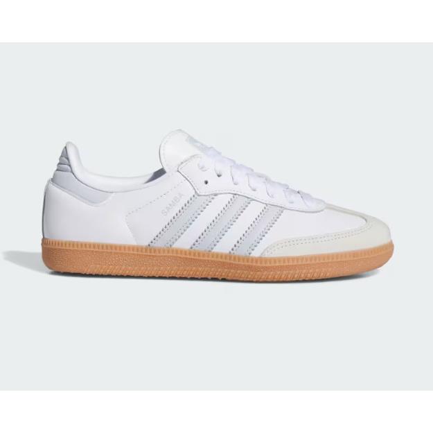 Women`s Adidas Samba OG Leather Shoes Cloud White Blue Gum Size 6.5 IE0877