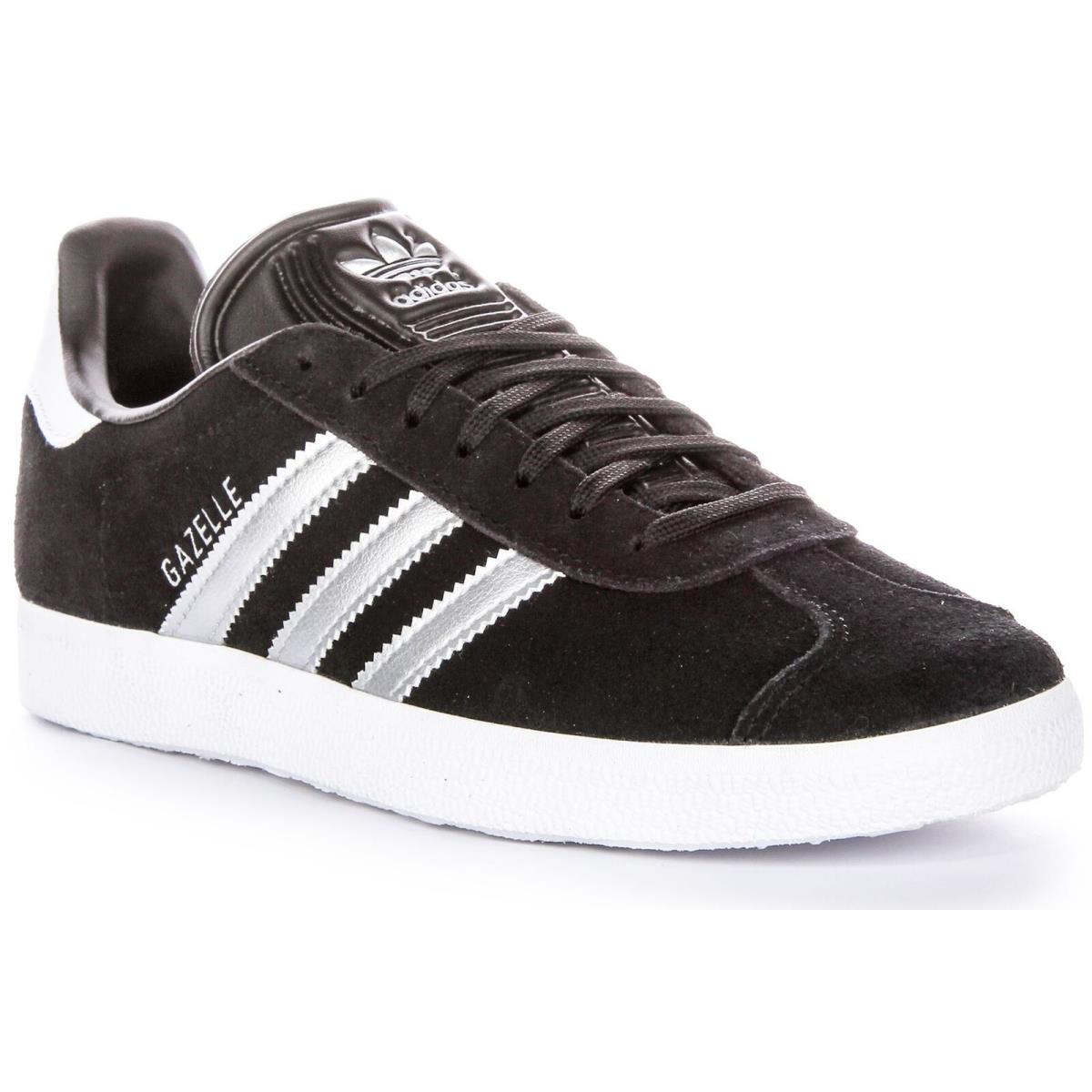 Adidas Gazelle Vintage Vibe Suede Leather Womens Sneakers Black Silver US 3 - 8 - BLACK SILVER