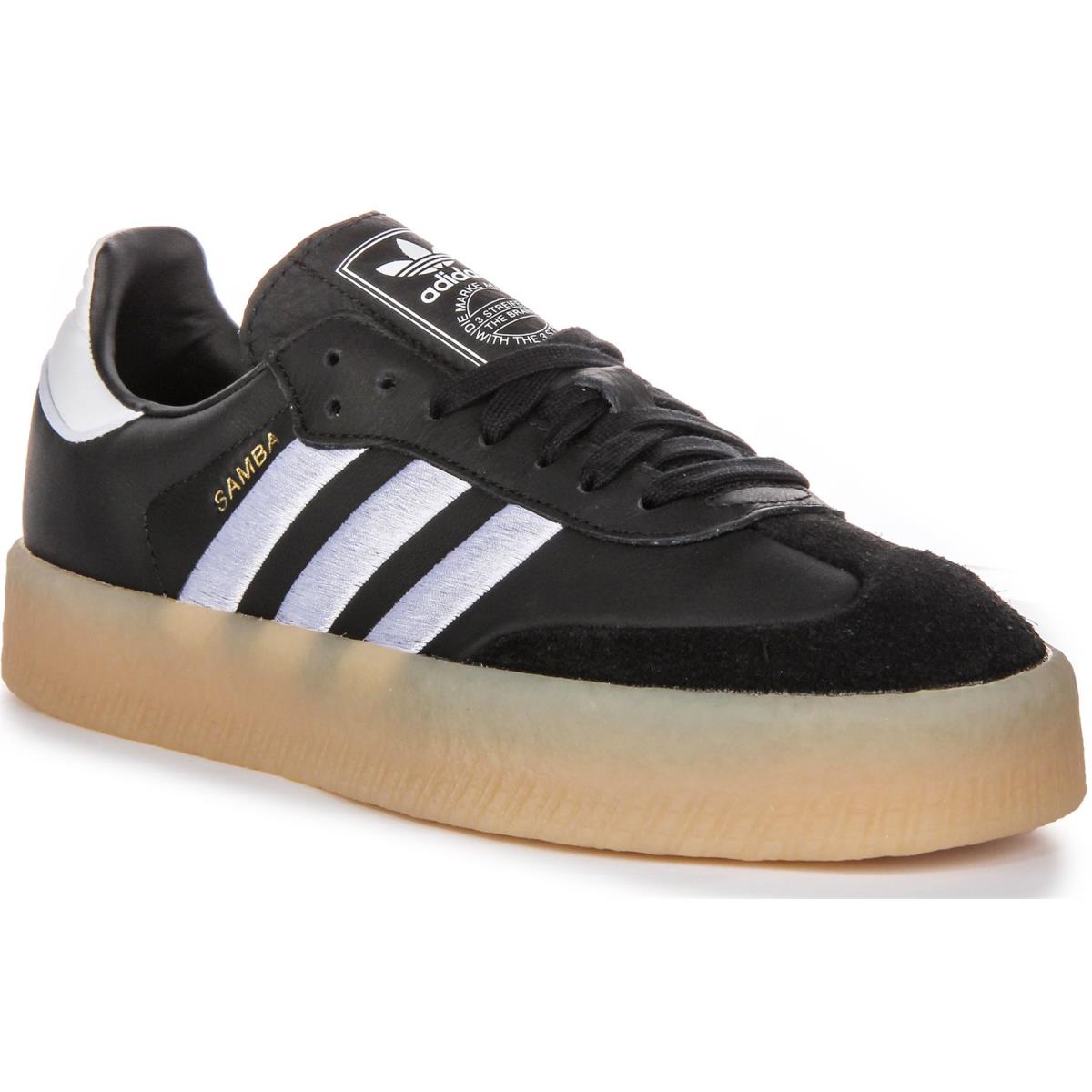 Adidas Sambae 3 Stripes Retro Contrast Womens Sneakers Black White US 3 - 8 - BLACK WHITE