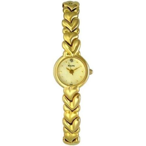 Bulova Women`s 97S59 Gold-tone Heart Bracelet Watch