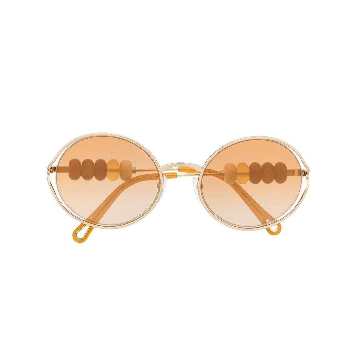 Chloe Women`s Dillie Oval Gold Sunglasses with Bead Detail