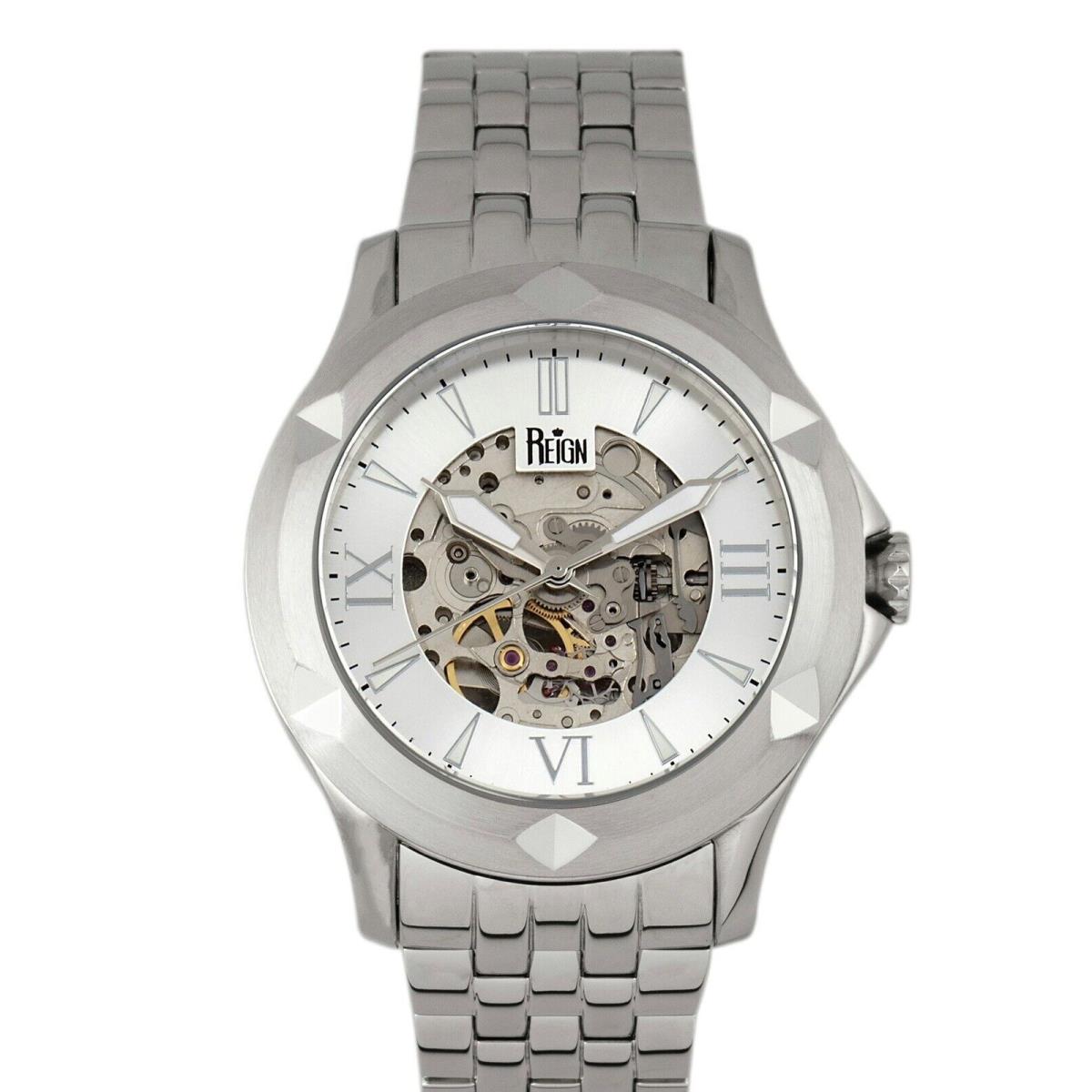 Reign Dantes Men`s Automatic Skeleton Dial Silver Bracelet Watch RN4701