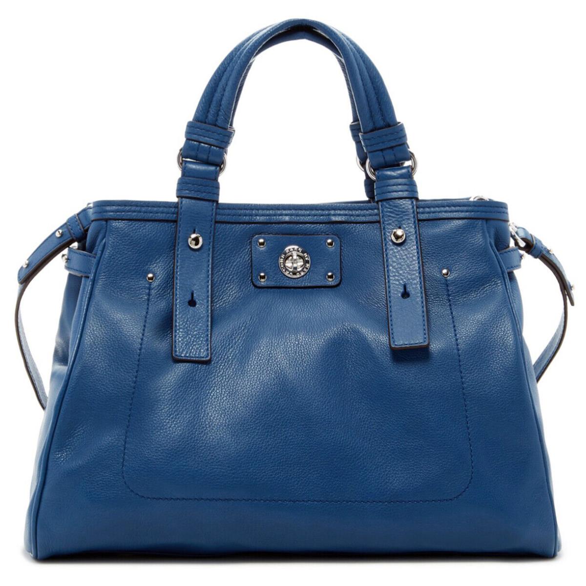 Marc Jacobs Large Leather Satchel Shoulder Bag Handbag Deep Blue