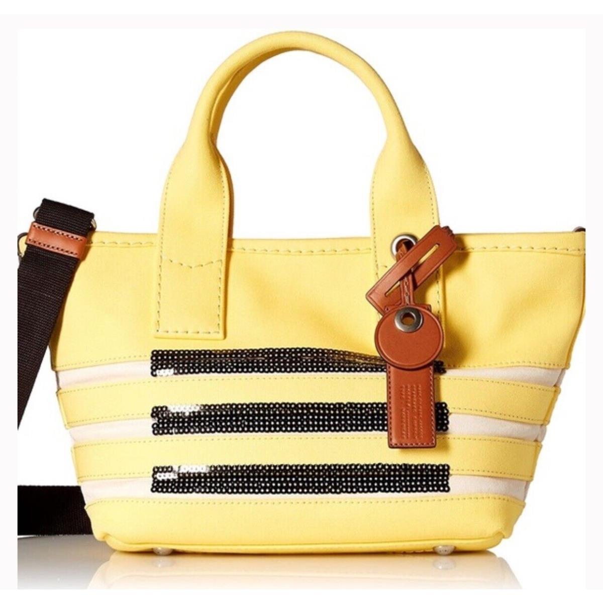 Marc By Marc Jacobs Large Yellow Striped Tote Bag Sequins/cotton St.tropez