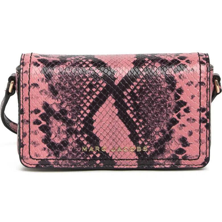 Marc Jacobs Snake Embossed Leather Mini Bag Crossbody Dusty Rose Multi