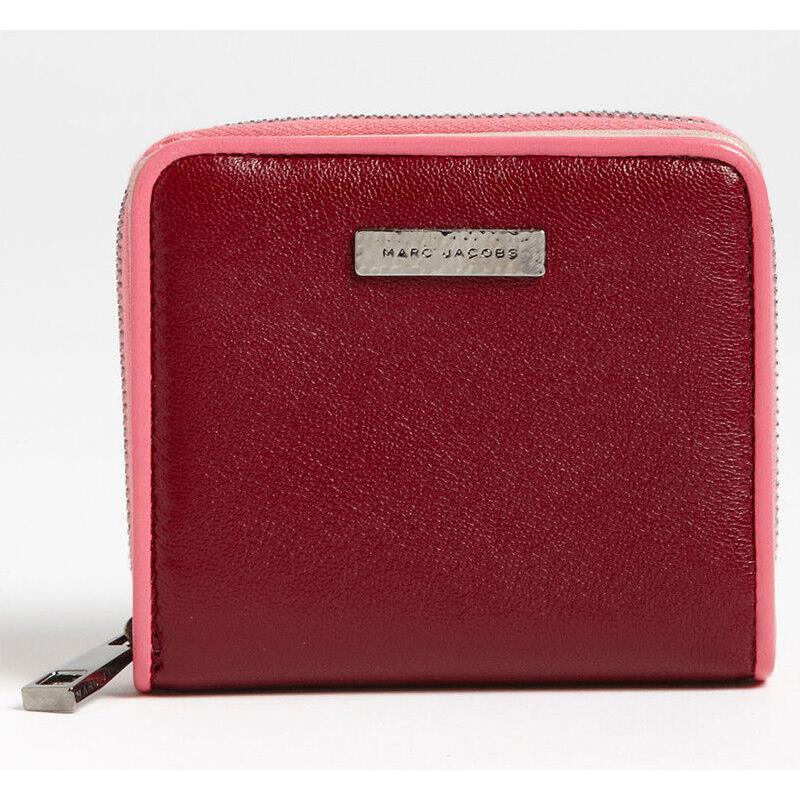 Marc Jacobs Anabela Leather Zip Around French Wallet in Bordeaux/bubble Gum