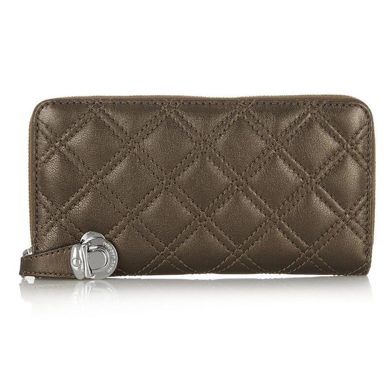 Marc Jacobs The Deluxe Quilting Lambskin Leather Zip Wallet Pearl Bronze