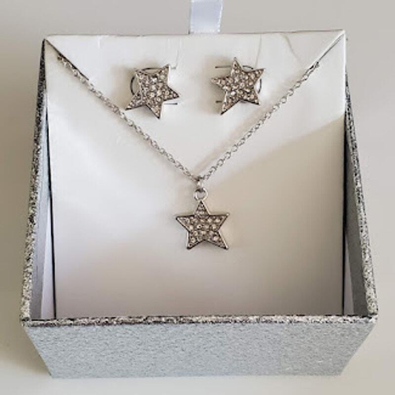 Kate Spade NY Silver Crystal Star Necklace and Earrings Box Set