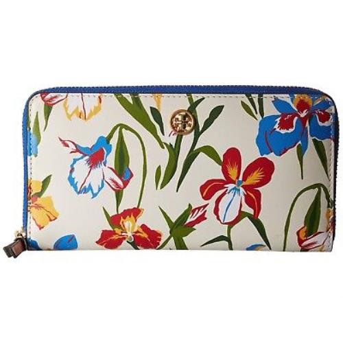 Tory Burch Flower Multi Floral Zip Continental Wallet in Painted Iris Bag