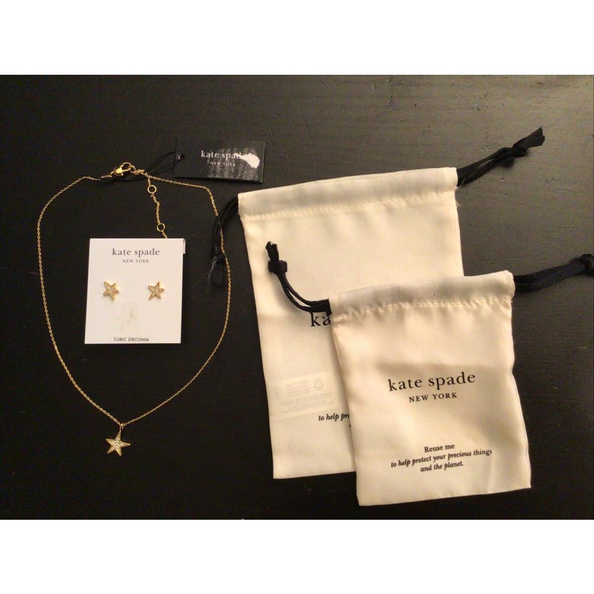 New Kate Spade You re A Star Necklace Earrings 2 Pouches