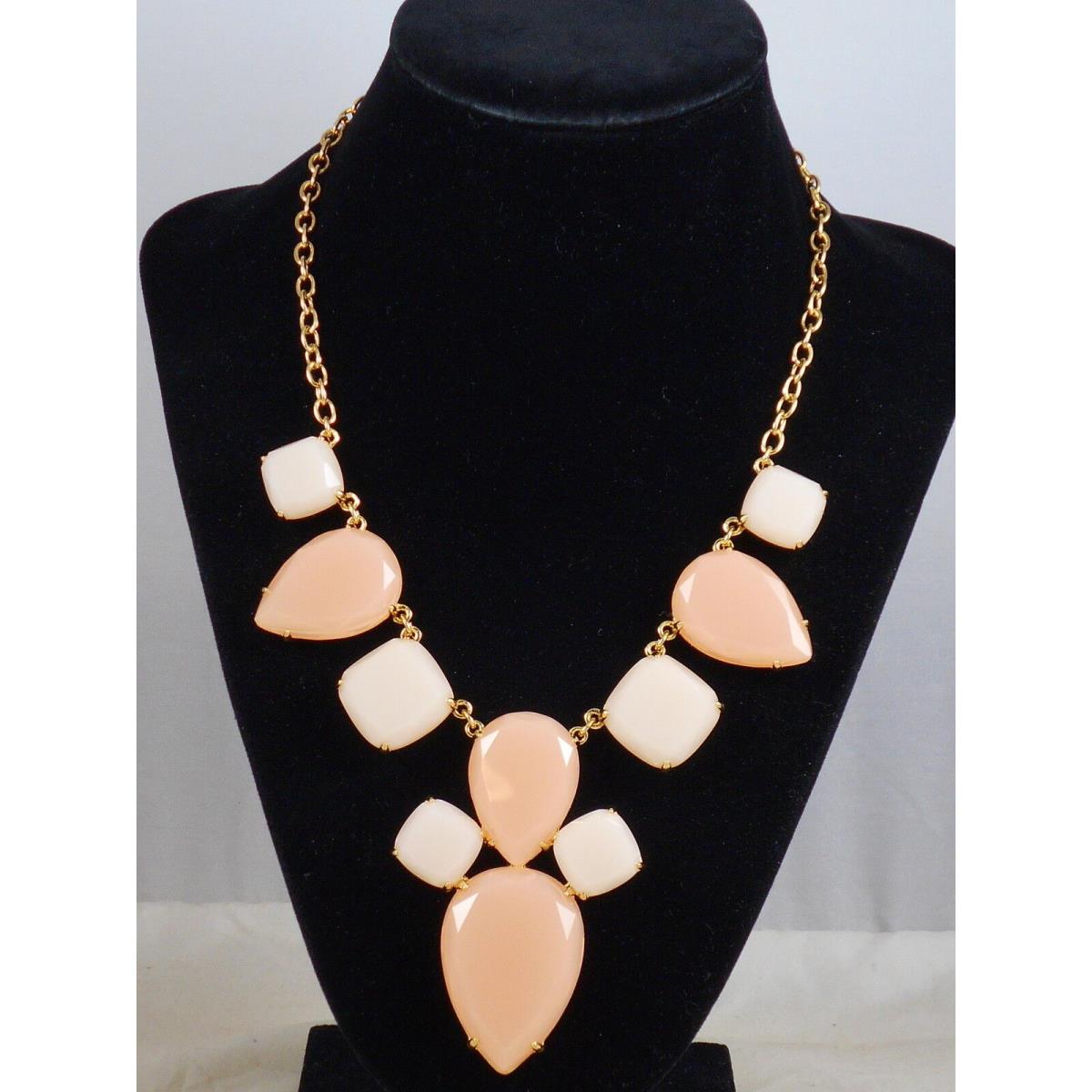 Kate Spade Gold Plated Blush Multi Branton Square Set Stone Statement Necklace