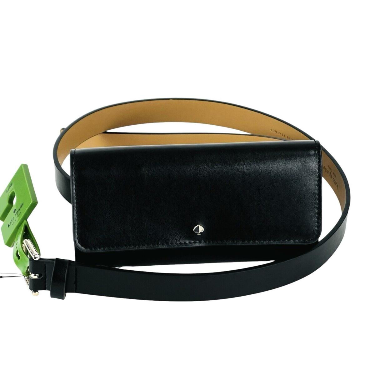 Kate Spade New York Women`s Black Leather Belt Bag W/flap Size L/xl