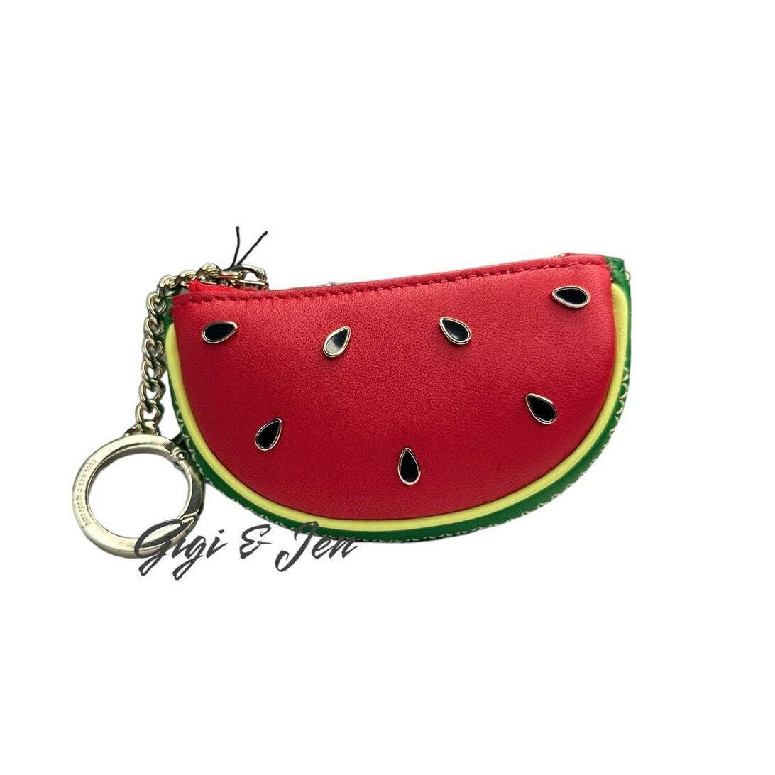 Kate Spade Watermelon Coin Purse Keychain Fob Bag Charm Leather Red