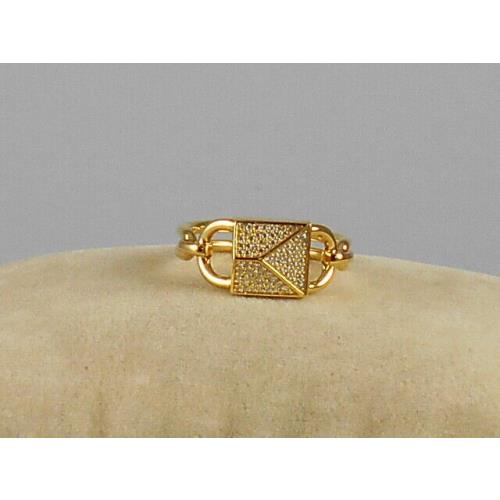 Michael Kors 14K Gold Sterling Silver Crystal Pave` Lock Mercer Ring Size 9