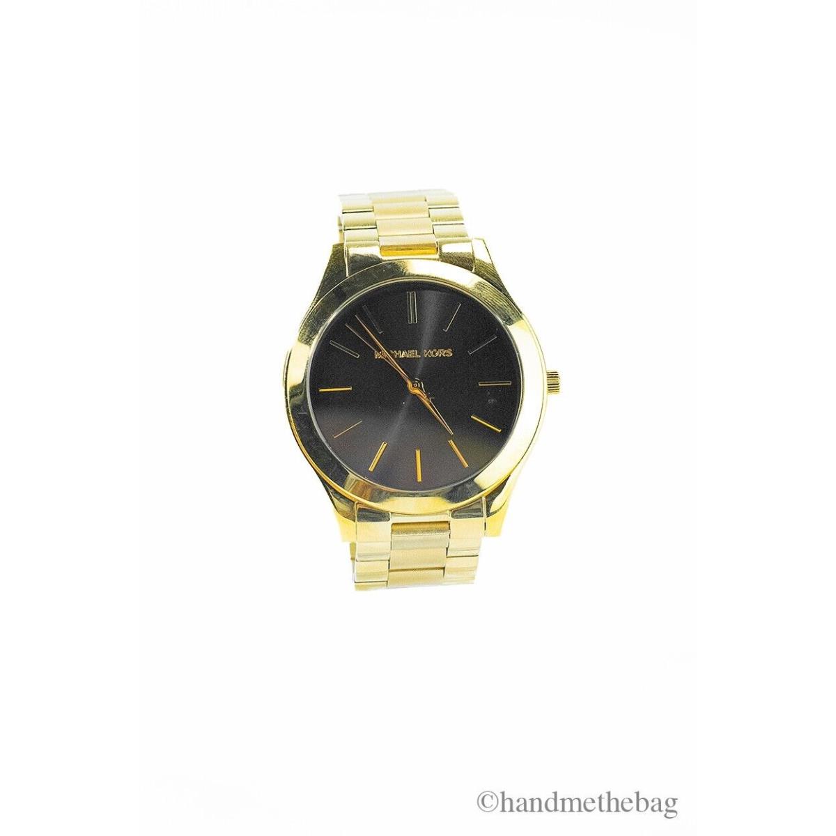 Michael Kors MK3478 Slim Runway Gold Stainless Steel Watch - Dial: Black, Band: Gold, Bezel: Gold