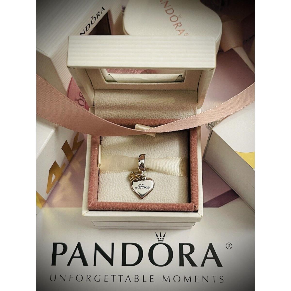 Pandora Family Tree Mom Heart Charm w/14k Very Rare-retired 799366C00