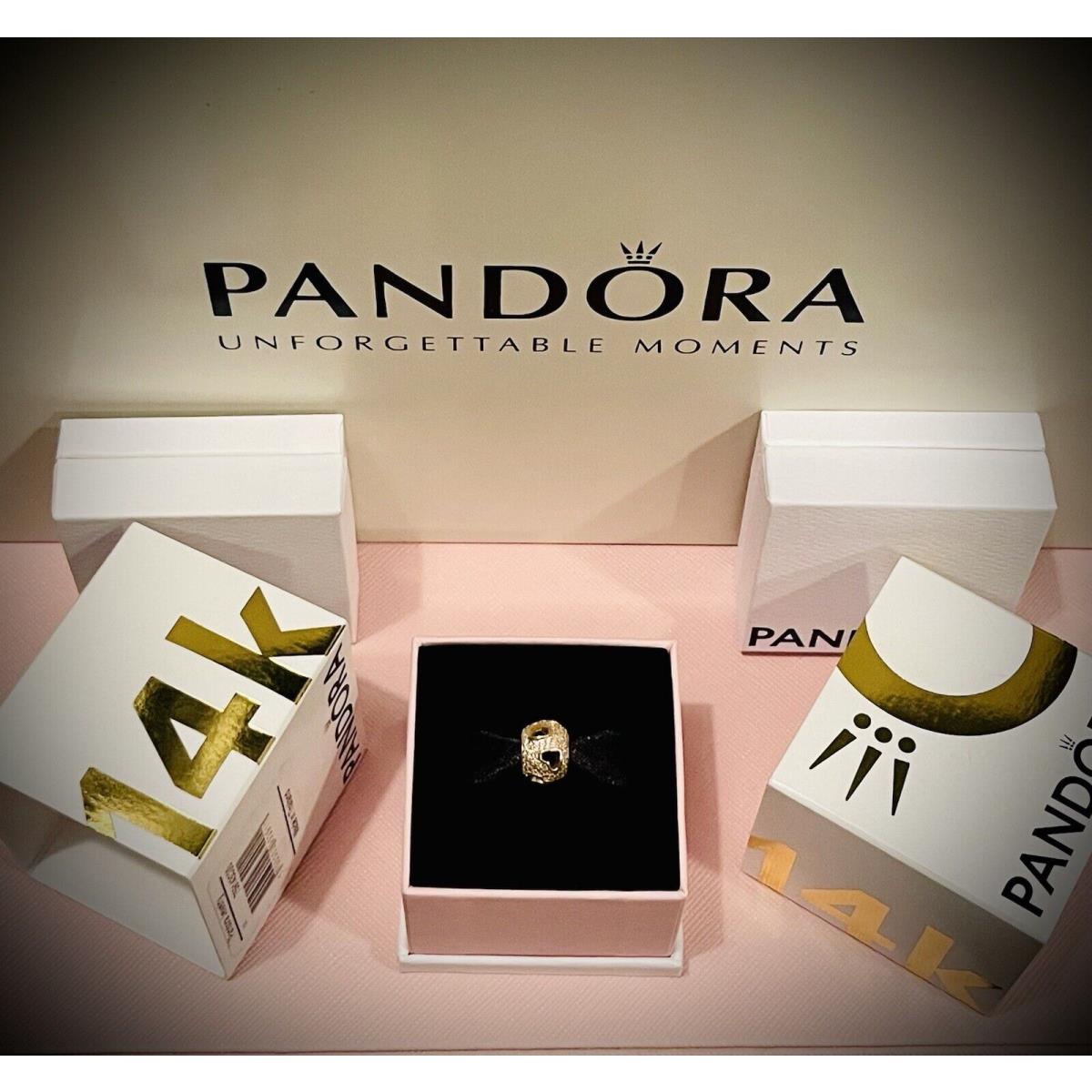 Pandora 14k Gold Tumbling Hearts Charm Retired-rare 750840CZ