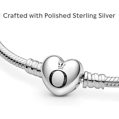 Moments Pandora Heart Clasp Snake Chain Bracelet -sterling Silver Charm Bracelet