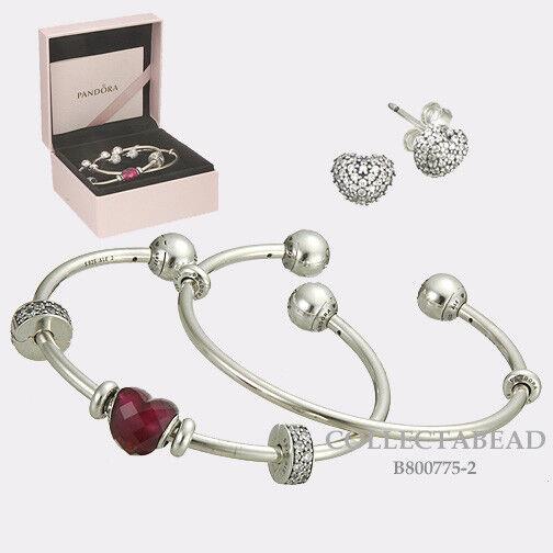 Pandora Silver Be Mine Bangle Gift Set B800775-2 Valentine`s Day 2018