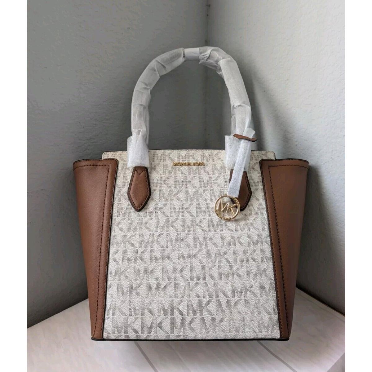 Michael Kors Ayden Large Signature Logo Tote Bag In Vanilla/luggage