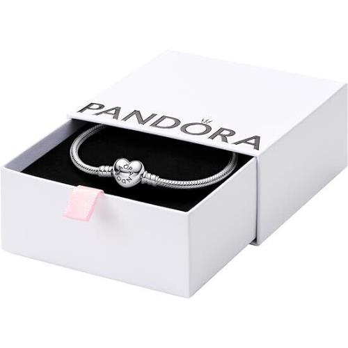 Pandora Sterling Silver Charm Bracelet Moments Heart Clasp Snake Chain Bracelet