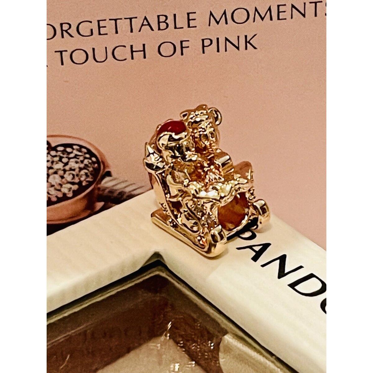 Pandora Mickey Minnie Disney Parks Sleigh Rose Gold Plated Charm 788450C01