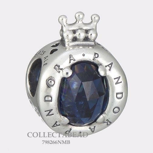 Pandora Sterling Silver Blue Sparkling Crown O CZ Bead 798266NMB