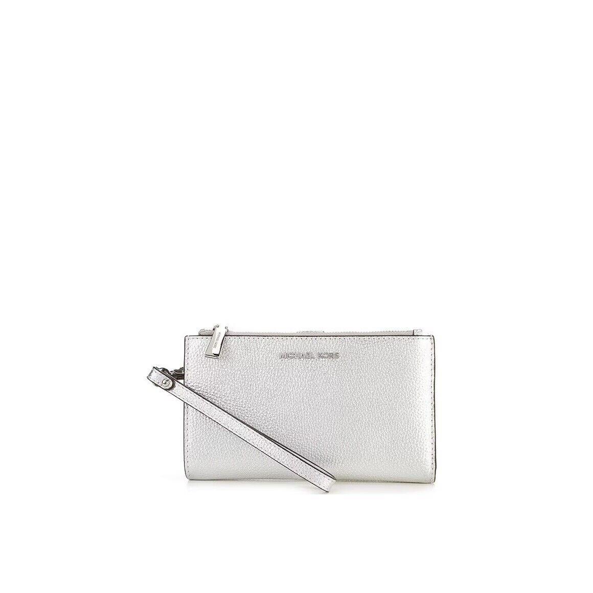 Michael Kors Silver Metallic Jet Set Double Zip Wristlet